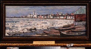 Yaroslavl (Rusya) yakınlarındaki Volga'da buz kayması. Pyotr Ivanovich Petrovichev (Piotr Petrovichev) (1874-1947), karton üzerine yağlı boya