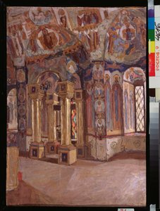 Rostov'daki (Rusya) Aziz John Evangelist kilisesinin içi. Pyotr Ivanovich Petrovichev (Piotr Petrovichev) (1874-1947), karton üzerine yağlı boya