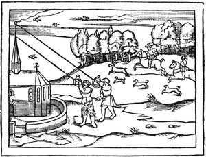 Bir çan kulesinin yüksekliğini hesaplamak için usturlap kullanma, 1539