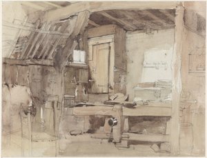Oosterbeek'teki Klingelbeek evinin marangoz atölyesinin köşesi by Petrus Franciscus Greive