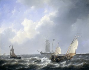 Zeeland Sularından Deniz Manzarası by Petrus Johann Schotel