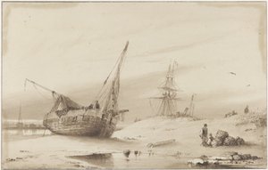 Sahildeki gemiler by Petrus Paulus Schiedges (I)