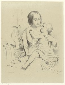 Kucağında çocuğu olan anne by Petrus Theodorus van Wijngaerdt