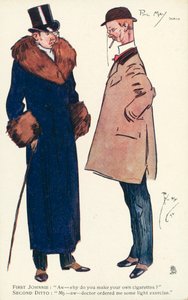 Sigara ve egzersiz hakkında konuşan iki beyefendi (renkli taş) by Phil May