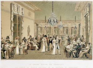 Paris'teki Grand Salon du cafe Frascati. Philibert-Louis Debucourt (1755-1832) tarafından litografi