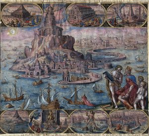 Antik Çağın Yedi Harikasının Temsili: İskenderiye, Mısır'daki İskenderiye Deniz Feneri (Pharos Adası'nda) - İskenderiye'deki Deniz Feneri ("Dünyanın Sekizinci Harikası" dizisinden) Maarten van Heemskerck'ten sonra - Galle, Philip  by Philip (after) Galle