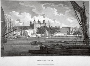 Thames Nehri üzerinde teknelerle Londra Kulesi manzarası, c1790