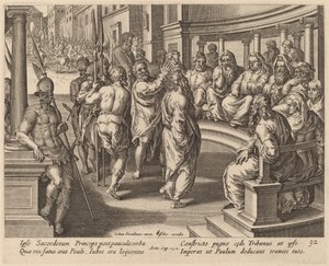 Aziz Paul, Baş Rahip önünde by Philip Galle after Jan van der Straet