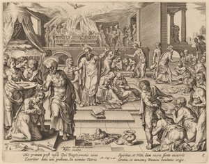 Birçoğu Vaftiz Edildi by Philip Galle after Maerten van Heemskerck