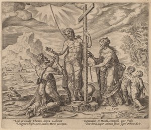 Çalışkan İşçi Ölümden Sonra Mesih ile Birleşti by Philip Galle after Maerten van Heemskerck