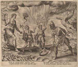 Çalışkan İşçiye Yiyecek ve Giyecek Veren Rab by Philip Galle after Maerten van Heemskerck