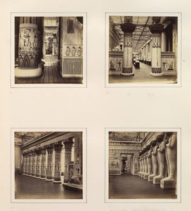 [Mısır Avlusu Karşısında Görünüm, Mısır Sütunlarından Klasik Heykel Sanatına Bakış..., ca. 1859. by Philip Henry Delamotte.