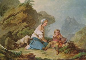 Hacer oğlunun içtiğini izliyor by Philippe Jacques de Loutherbourg