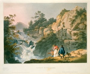 Bir şelaleye bakan turistler, Llugwy