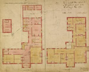 Red House için Planlar, Bexley Heath, 1859 (kağıt üzerinde kalem ve mürekkep ve wc)