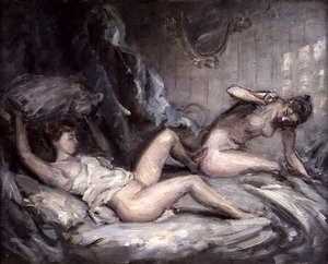 Yastık Savaşı (tuval üzerine yağlı boya) by Philip Wilson Steer