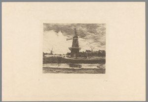Kanal ve değirmenler Le Moulin (orijinal adı) Jacob Maris ile manzara. On İki Manzara (dizi başlığı)