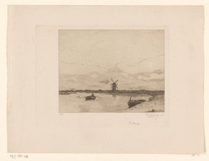 Bir değirmen ile bir çayır manzarasında bir kayıkla yelken açın Paysage (orijinal başlık) by Philip Zilcken (signed by artist)