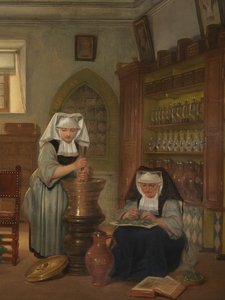 Saint-John's Hastanesindeki Eczanenin Detayı (panel üzeri yağlı boya)