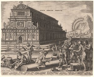 Maarten van Heemskerck'ten Sonra Dünyanın Sekizinci Harikası serisinden Efes'teki Diana Tapınağı, 1572 by Philipp Galle