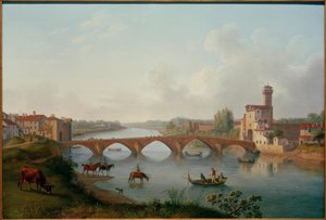 Pisa, Ponte a Mare / resim v. Hackert, 1799