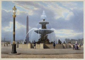 La Place de la Concorde - Jacottet ve Benoist tarafından tasarlanan “Paris ve çevresinde bir yürüyüş”te, c. 1840