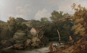 Tahta Bir Konveyörün Altında Çalışan Figürlerle Derbyshire, Matlock Yakınlarından Bir Görünüm by Philippe Jacques de Loutherbourg