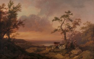 Sığır ve Köylü ile Manzara by Philippe Jacques de Loutherbourg