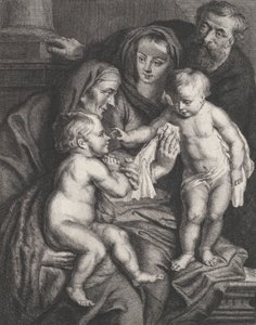 Aziz Elizabeth ve bebek Aziz Vaftizci Yahya ile Kutsal Aile, yaklaşık. 1615-75. by Philippe Joseph Tassaert