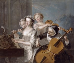 İşitme Duyusu, c.1744-7 (tuval üzerine yağlı boya) by Philippe Mercier