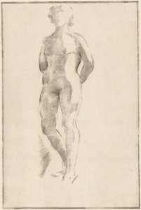 Elleri arkasında duran çıplak kadın by Philippus de Groot (signed by artist)
