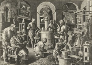 Damıtma Yeni icatlar ve keşifler (dizi başlığı) Nova Reperta (dizi başlığı) by Philips Galle (attributed to workshop of)