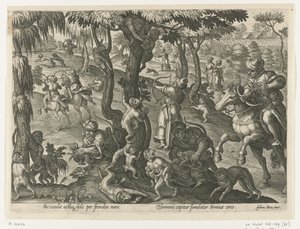 Apenjat Jachttaferelen (dizi adı) Her türlü avcılık, avcılık ve balık tutmayı içerir (seri başlığı) by Philips Galle