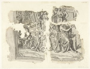 Cebes Tabula Cebetis Carta Vitae tarafından sahnenin bir baskısının sol alt köşesi (orijinal başlık) by Philips Galle