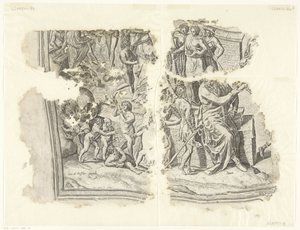 Cebes Tabula Cebetis Carta Vitae tarafından sahnenin bir baskısının sol alt köşesi (orijinal başlık) by Philips Galle