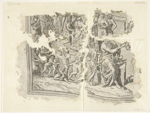 Cebes Tabula Cebetis Carta Vitae tarafından sahnenin bir baskısının sol alt köşesi (orijinal başlık) by Philips Galle