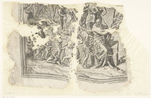 Cebes Tabula Cebetis Carta Vitae tarafından sahnenin bir baskısının sol alt köşesi (orijinal başlık) by Philips Galle