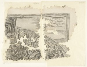 Cebes Tabula Cebetis Carta Vitae'nin sahnesinin sağ üst köşesi (nesnedeki başlık) by Philips Galle