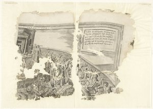 Cebes Tabula Cebetis Carta Vitae'nin sahnesinin sağ üst köşesi (nesnedeki başlık) by Philips Galle