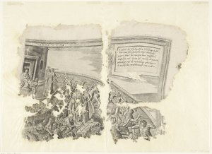 Cebes Tabula Cebetis Carta Vitae'nin sahnesinin sağ üst köşesi (nesnedeki başlık) by Philips Galle