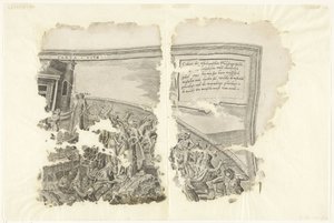 Cebes Tabula Cebetis Carta Vitae'nin sahnesinin sağ üst köşesi (nesnedeki başlık) by Philips Galle