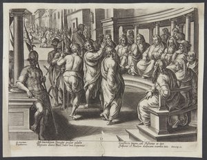 Aziz Paulus yüksek rahiplerin huzurunda by Philips Galle
