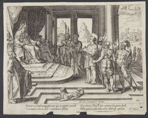 Aziz Stephen, baş rahip ve konseyin huzurunda by Philips Galle