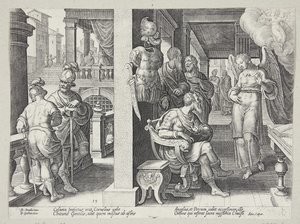 Cornelius'u Aziz Petrus'a gönderen melek by Philips Galle