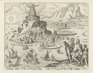 İskenderiye Deniz Feneri Pharos (nesne üzerindeki başlık) Dünyanın Sekiz Harikası (dizi adı) by Philips Galle