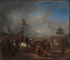 Bir Ordu Kampı yakınında bir At Fuarı by Philips Wouwerman