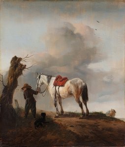 Beyaz bir at; kalıp. 1646 civarında by Philips Wouwerman