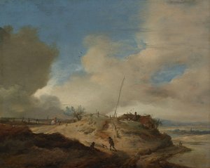 Sinyal direği ile kum tepesi manzarası by Philips Wouwerman