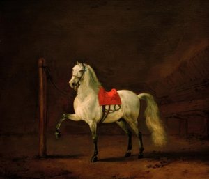 Ahırda beyaz bir at by Philips Wouwerman