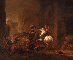 Harabeler Arasındaki Bir Yolda Gezginlere Pusu Eden Haydutlar, 1635-50 civarı (panel üzeri yağlıboya)